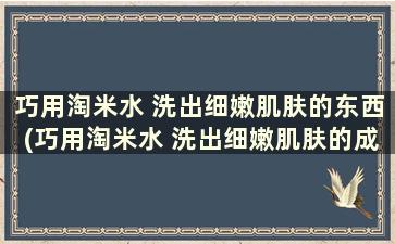 巧用淘米水 洗出细嫩肌肤的东西(巧用淘米水 洗出细嫩肌肤的成分)